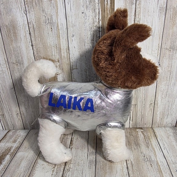 The Petting Zoo Laika Space Dog Plush Stuffed Animal Silver Suit Brown White - Picture 3 of 9